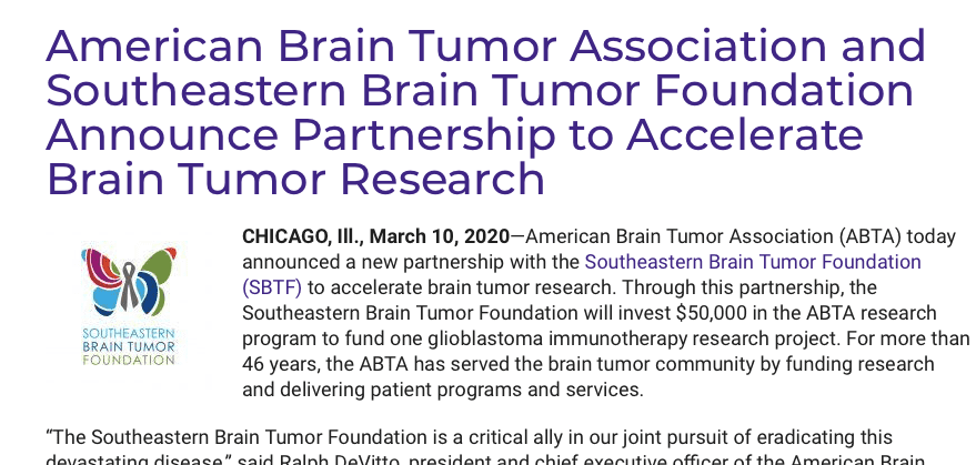 brain tumour association